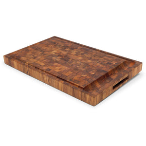 MENUEATER teak cutting board 35x56cm with beautiful end grain craftsmanship for kitchen use